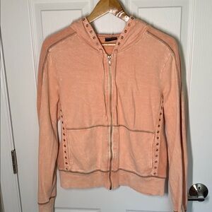 Boston Proper hooded sweatshirt with terry contrast fabric & rivets size medium